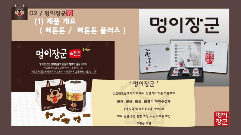 리브랜딩 전 소개 자료: 멍이장군 뼈튼튼과 뼈튼튼 플러스 제품 개요