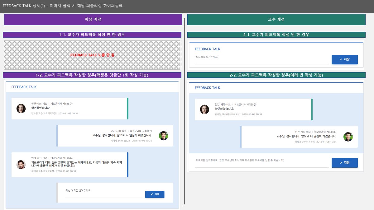 기획서: 교수 피드백 작성 여부에 따른 피드백톡 화면